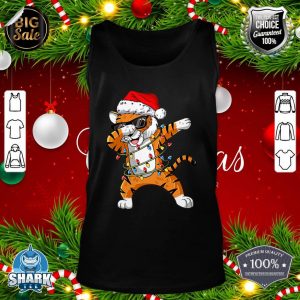 Santa Tiger Christmas Lights Tiger Lover Christmas tank-top