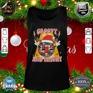 Groovy and Bright Retro Christmas Disco Ball Christmas tank-top