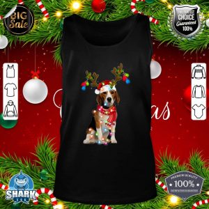 Cute Beagle Christmas Lights Reindeer Pajamas Xmas Holiday tank-top