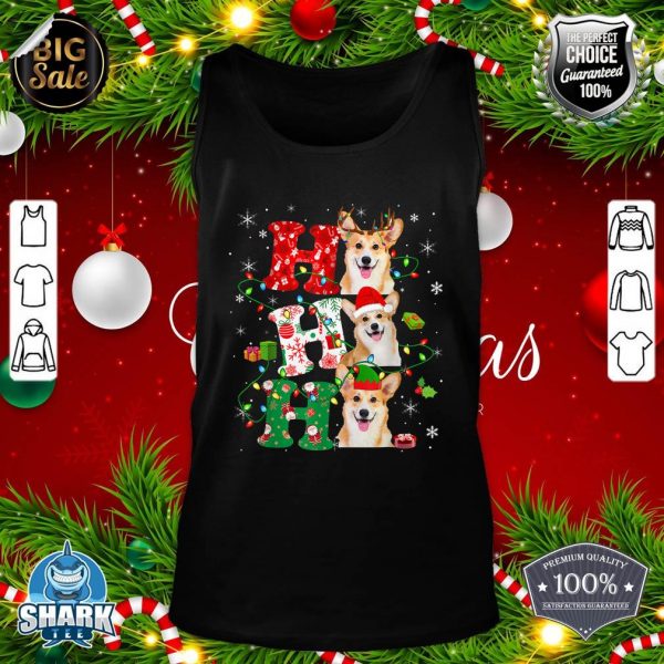 Ho3 Christmas Lights Santa Elf Reindeer Corgi tank-top