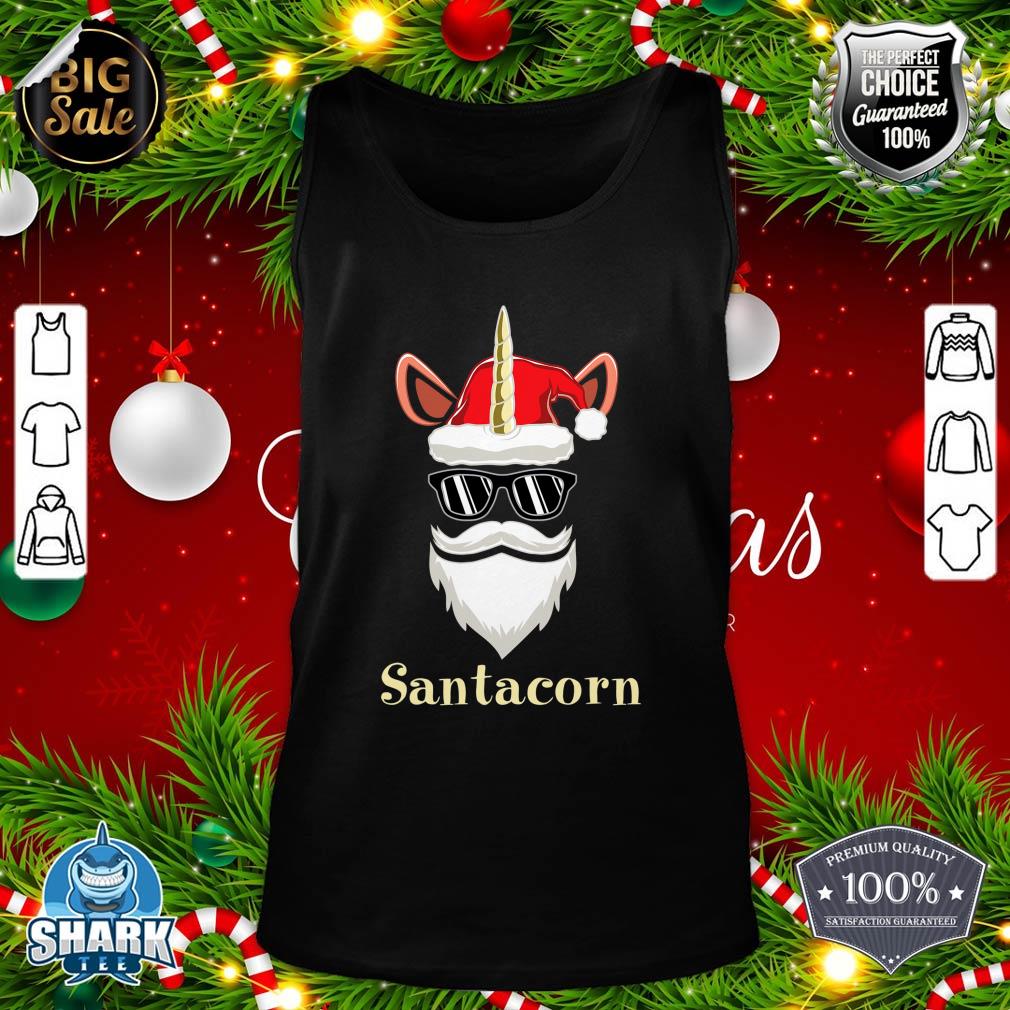 Santa Claus Unicorn Lover Funny Kids Christmas tank-top
