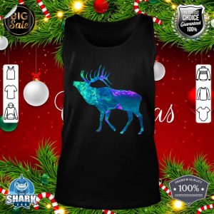 Cyan Blue Violet teal Elk Buck for Hunting hunters Christmas tank-top