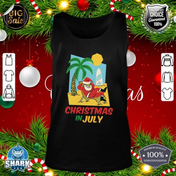 Funny Christmas in July Shirt Summer Santa Beach Xmas tank-top