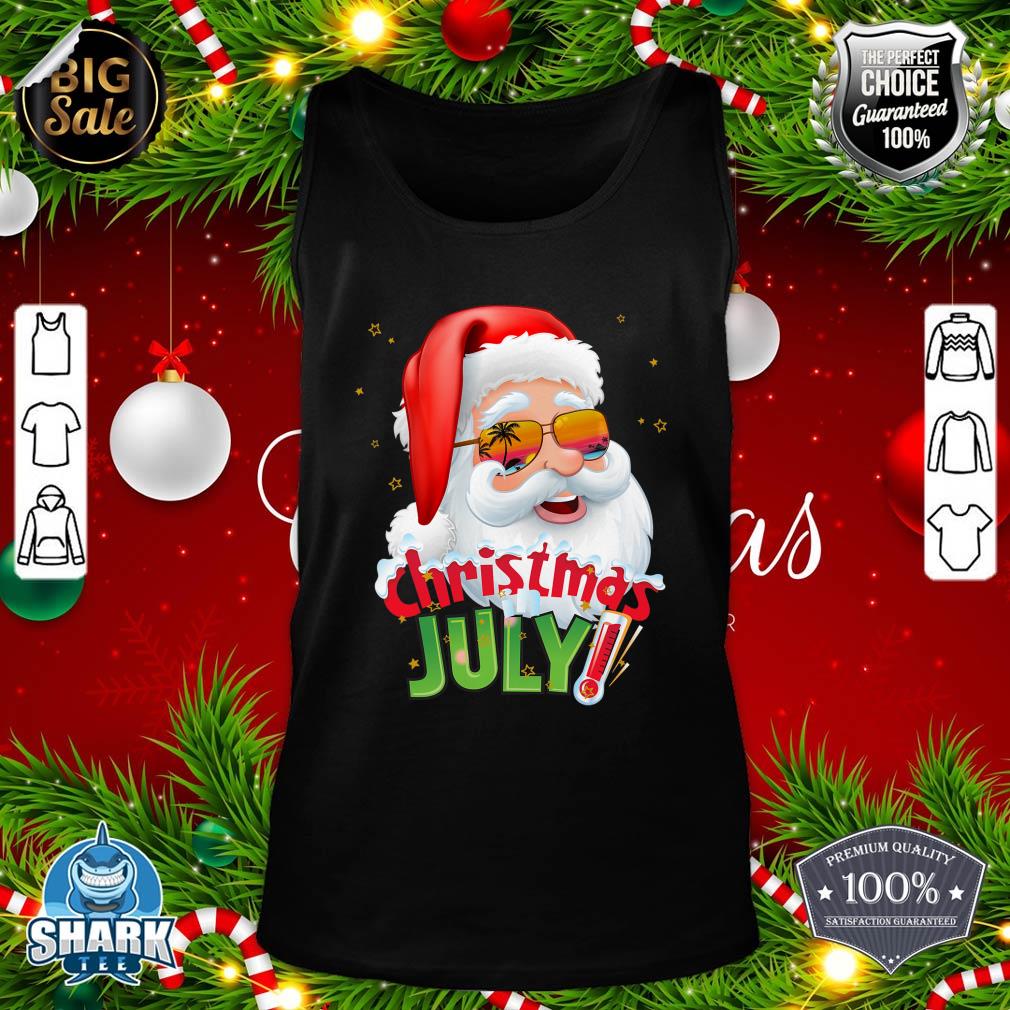Funny Christmas in July Shirt Summer Santa Sunglasses Xmas tank-top