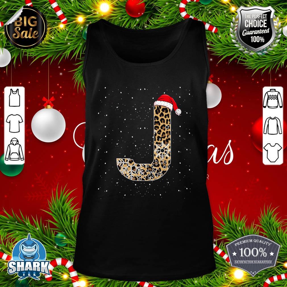 Awesome Letter J Initial Name Leopard Plaid Christmas Pajama tank-top