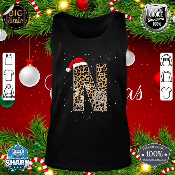 Awesome Letter N Initial Name Leopard Plaid Christmas Pajama tank-top