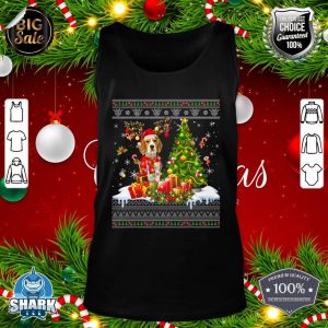 Funny Christmas Lights Beagle Dog Funny Xmas Ugly Sweater tank-top