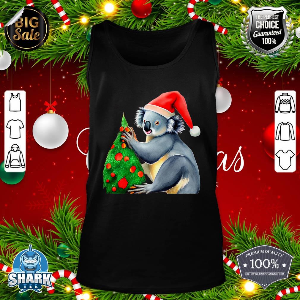Koala with Santa Hat in Christmas Tree Cute Holiday Design Premium tank-top