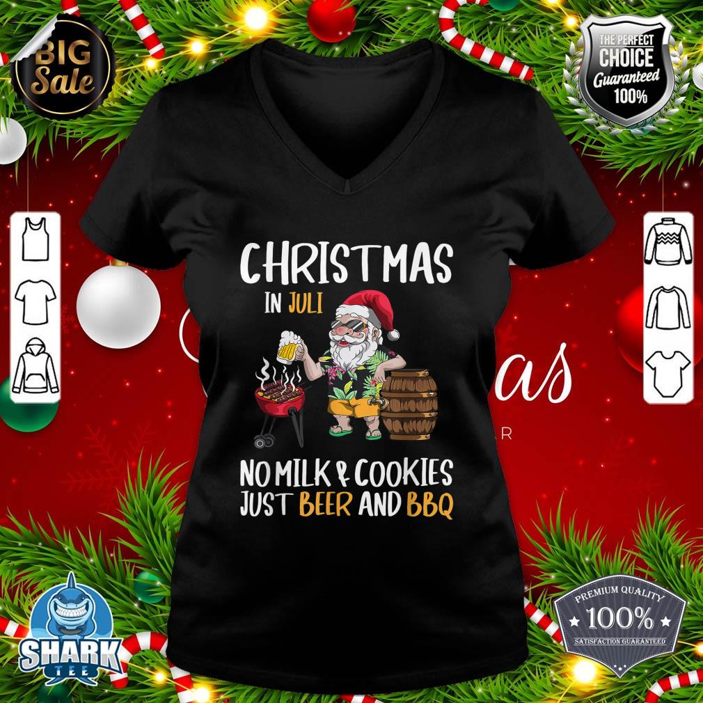 Christmas In July Santa Claus Goes On Holiday Barbecue Party v-neck