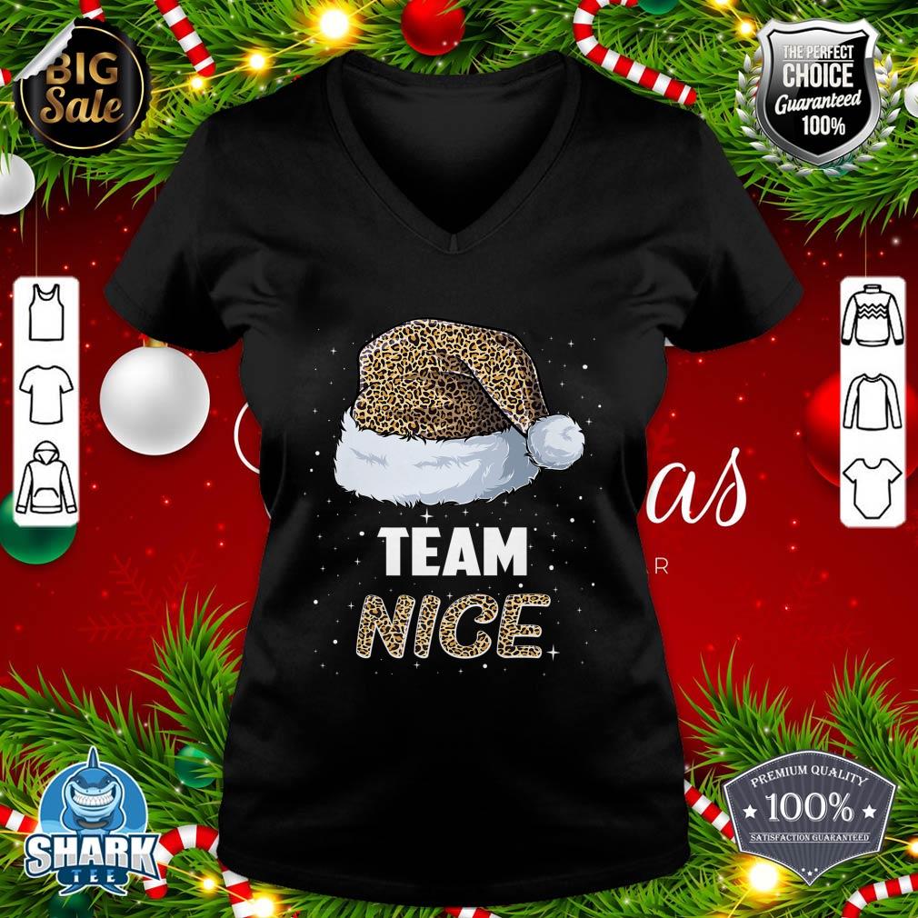 Team Nice Santa leopard hat Pajamas Family Xmas men women Premium v-neck