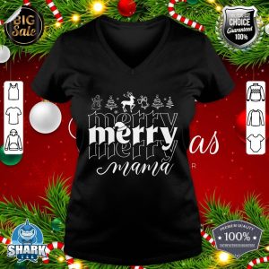 One Merry Mama Xmas Family Christmas Holiday Pajama Matching v-neck