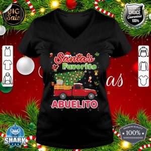 Santa's Favorite Abuelito Christmas Tree Truck Matching Xmas v-neck