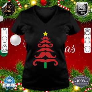 Ugly Christmas Mustache Tree Iron On Transfer Sweater v-neck