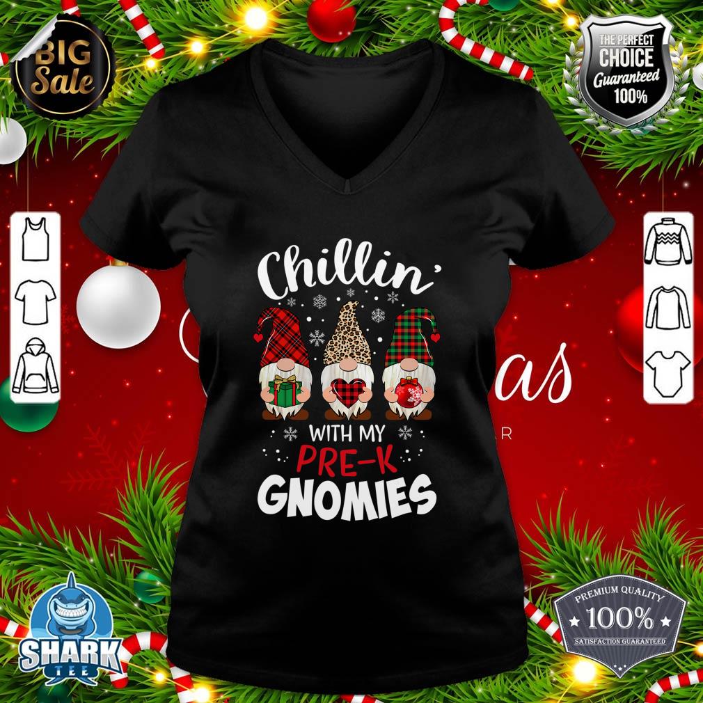 Chillin with My Prek Gnomies Christmas Teacher Buffalo v-neck