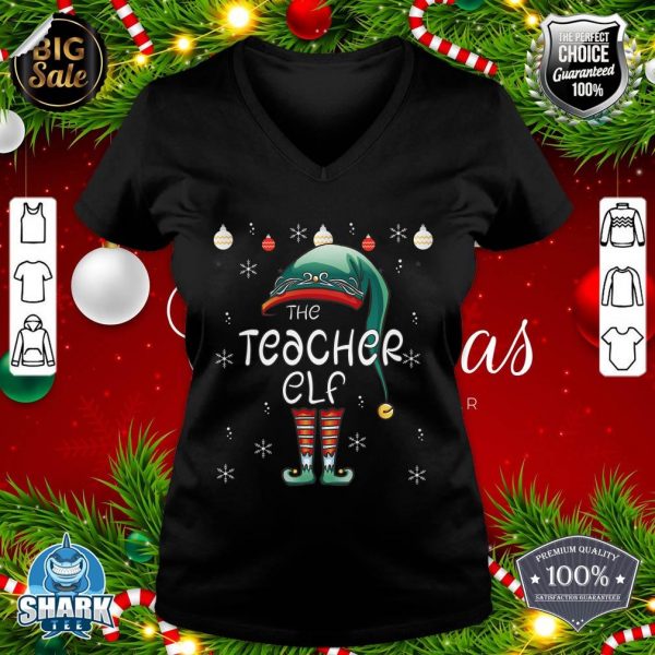 Christmas Pajama The Teacher Elf v-neck