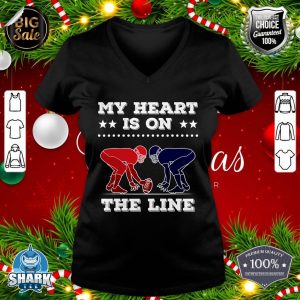 Football My Heart Is On The Line Offensive Lineman v-neck