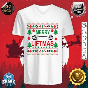 Merry Liftmas Ugly Christmas sweater Gym Workout v-neck