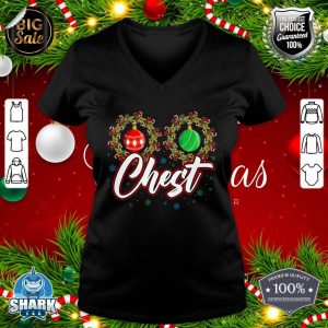 Chest Nuts Christmas Funny Matching Couple Chestnuts v-neck