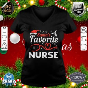 Santas Favorite Nurse Christmas Scrub Xmas RN Men Women v-neck