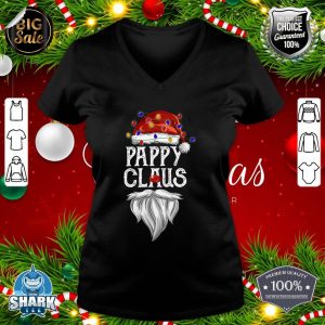 Pappy Claus Santa Hat Christmas Light Best Pappy Ever Gift v-neck