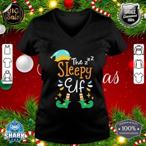 Sleepy Elf Christmas Matching Family v-neck