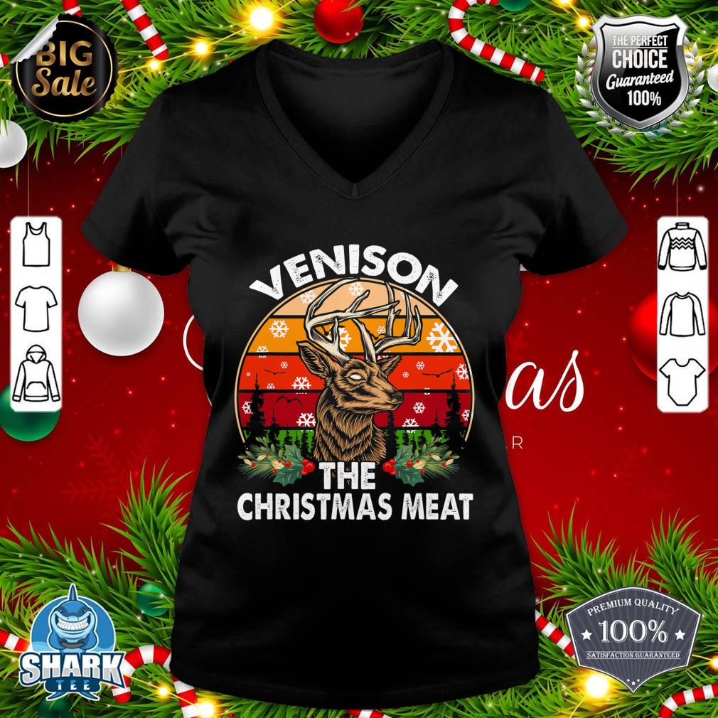Venison The Christmas Meat Funny Deer Hunting Xmas Hunters v-neck