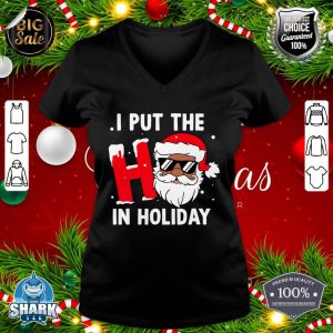 I Put The Ho In Holiday Santa Retro Christmas Xmas Black Men v-neck
