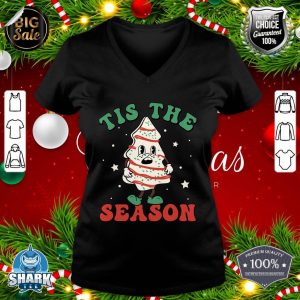 Tis The Season Tree Xmas Retro Christmas Family Boy Girl Kid v-neck