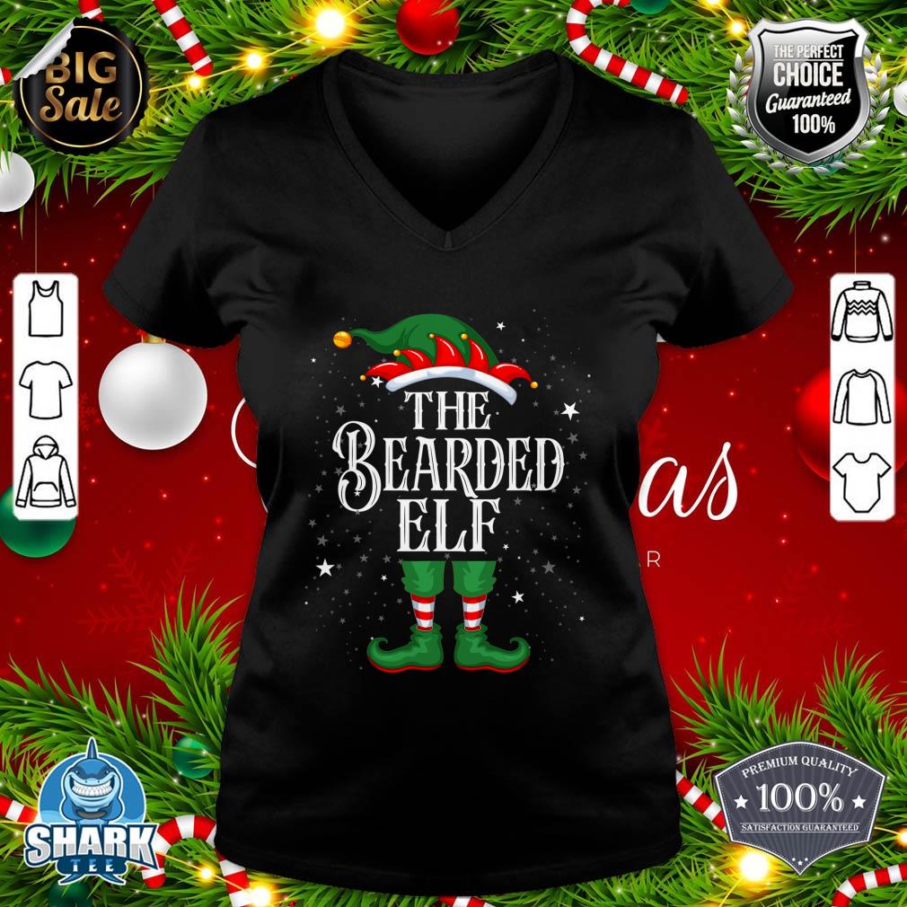 Christmas Elf Matching Family Group Funny The Bearded Elf v-neck
