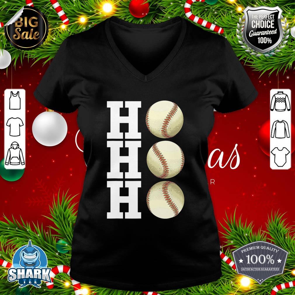 Christmas Ho Ho Ho Baseball Christmas v-neck