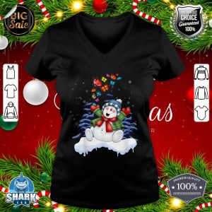 Funny Christmas Snowman With Butterfly Xmas Tree v-neck