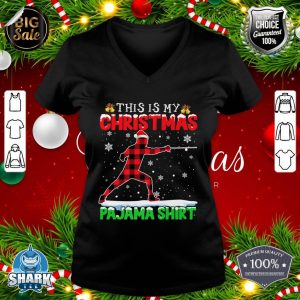 This Is My Christmas Pajama Funny Fencing Lover Christmas Premium v-neck