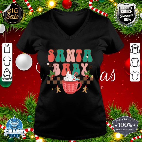 Funny Santa Retro Groovy Christmas Vibes Baby Winter Holiday v-neck