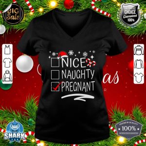 Nice Naughty Pregnant Christmas Pregnancy Announcement Group Premium v-neck