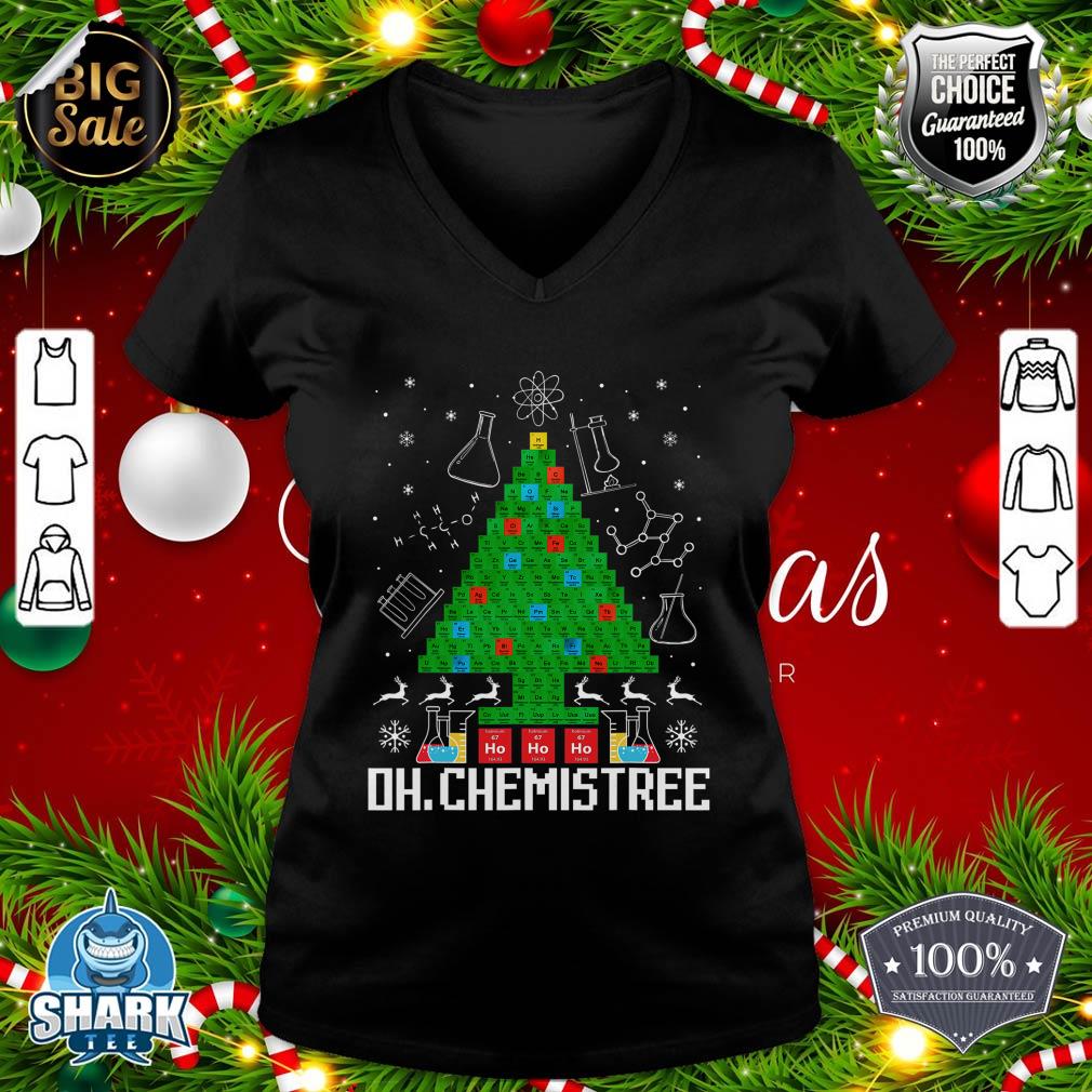 Oh Chemistree Funny Science Christmas Tree Chemistry Chemist v-neck