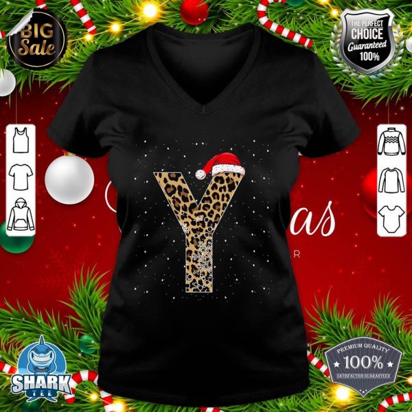 Awesome Letter Y Initial Name Leopard Plaid Christmas Pajama v-neck