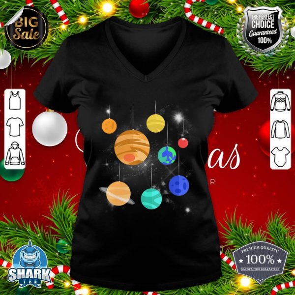 Solar System Space Planets Christmas Decorations v-neck