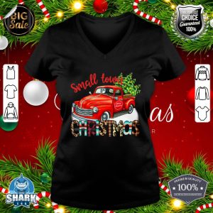 Small Town Christmas Red Vintage Truck Western Country v-neck