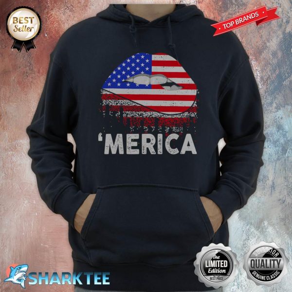 American Flag Lips Independence Day Hoodie