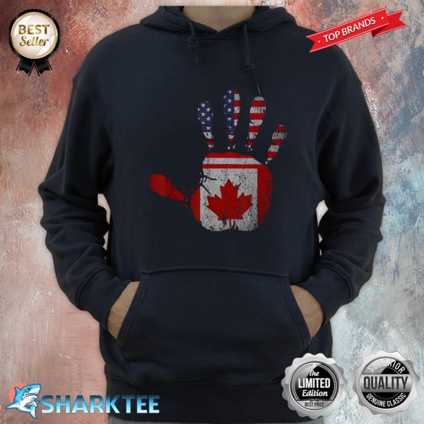 Canadian Flag US Flag Hand American Canadian Canada Hoodie