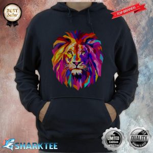 Cool Lion Head Design With Bright Colorful Hoodie