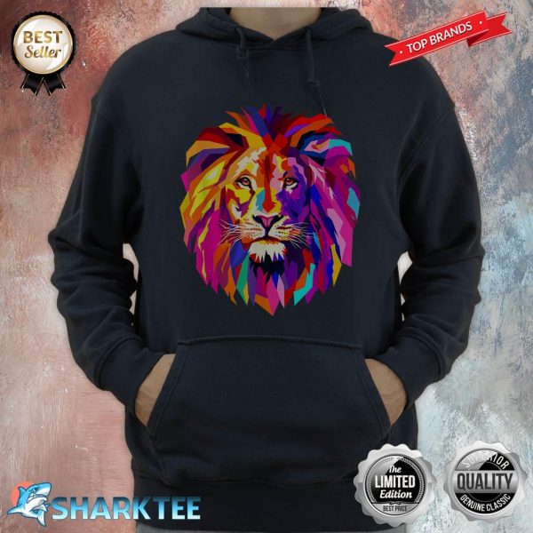 Cool Lion Head Design With Bright Colorful Hoodie