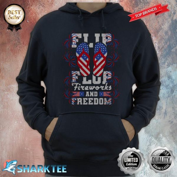 Flip Flop Fireworks And Freedom Independence Day USA Flag Hoodie