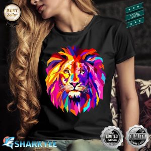 Cool Lion Head Design With Bright Colorful Shirt