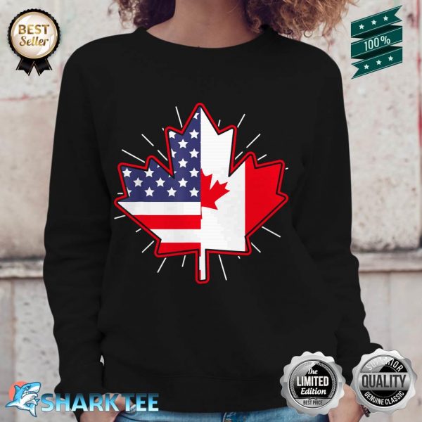 American Canadian Flag Maple Leaf US Flag Country Canada Sweatshirt