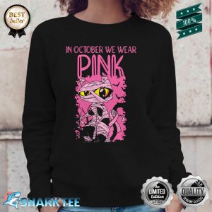 Black Cat Mummy Halloween Ribbon Breast Cancer Awareness Sweatshirt