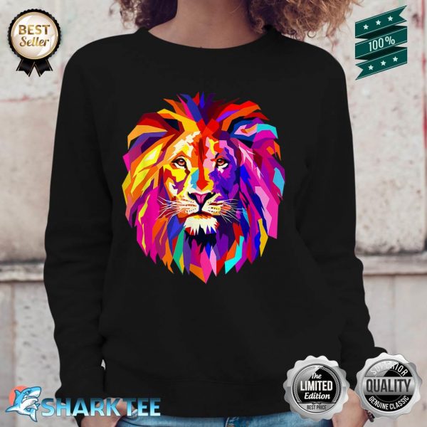 Cool Lion Head Design With Bright Colorful Sweatshirt