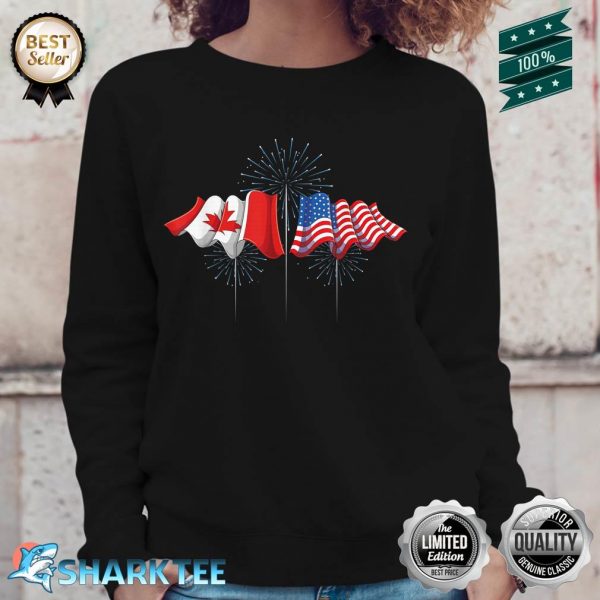 Fireworks Canadian USA Flag Maple Leaf American Canada Sweatshirt