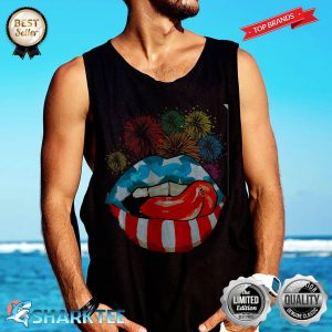 American Flag Lips Independence Day Tank-top