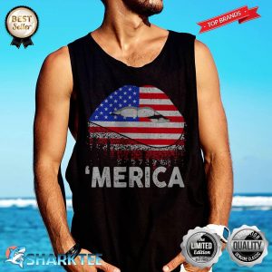 American Flag Lips Independence Day Tank-top
